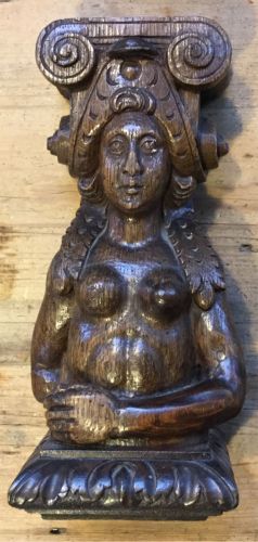 C17th Oak Carving Of Female Figure