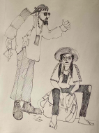      Jill Kennington Original Sketchbook; Ink Drawings and Watercolours  of the hippie trail