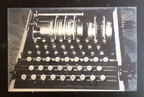   Bletchley Park and Enigma machines. Stills photographs from  BBC TV “Secret War”.